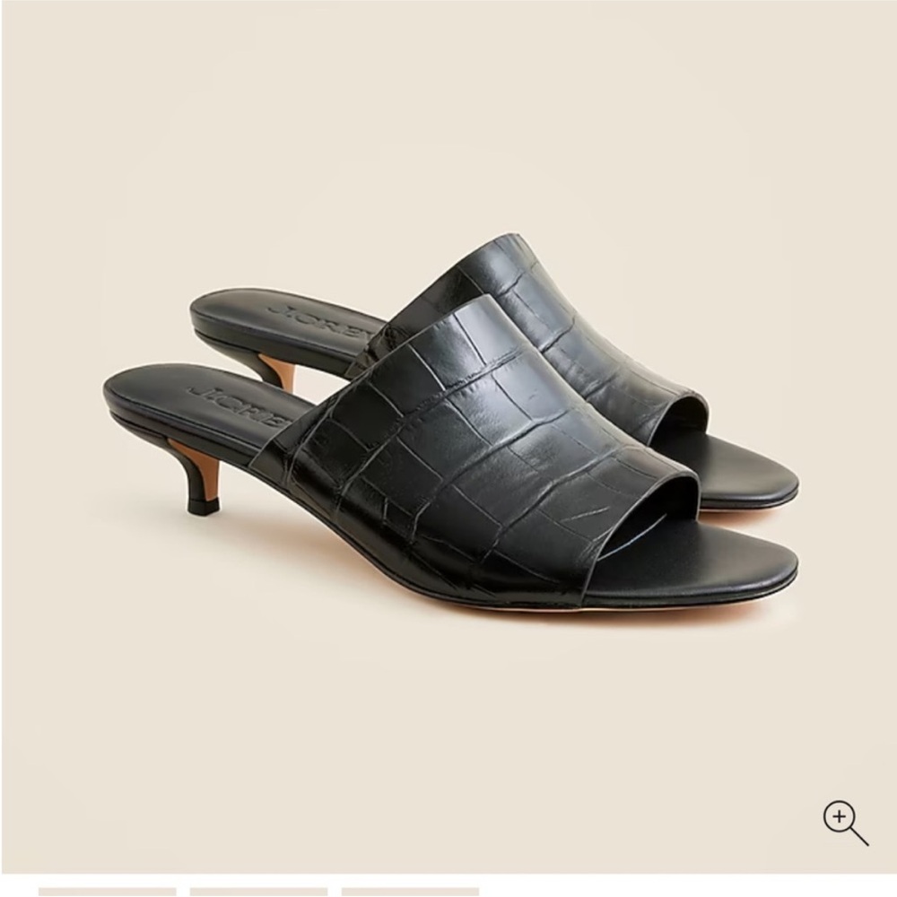 J.crew Wide-strap mule heels in Italian croc-embossed leather